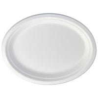 Oval Plate Large 12.5 x 10" (32 x 25cm) - PFAS Free White - Sugarcane