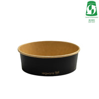 500ml / 16oz Round Paper Takeaway Container - Aqueous Lined - Black - 150 Series