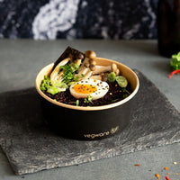 750ml / 24oz Round Paper Takeaway Container - Aqueous Lined - Black - 150 Series