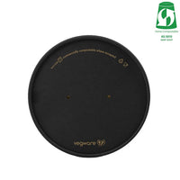 Round Paper Lid with Vents - Aqueous Lined - Black - 150 Series