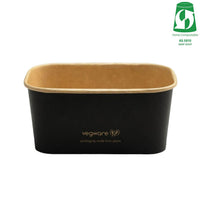 1000ml / 34oz Rectangular Paper Takeaway Container - Aqueous Lined - Black
