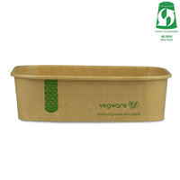 650ml / 22oz Rectangular Paper Takeaway Container - Aqueous Lined - Kraft