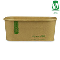 1000ml / 34oz Rectangular Paper Takeaway Container - Aqueous Lined - Kraft