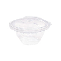 8oz (250ml) Round Salad Clamshell / Hinged Show Bowl - PLA Clear