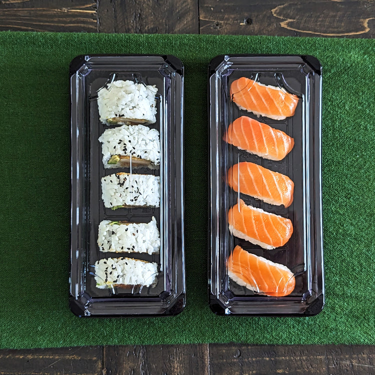 #1 PLA Sushi Tray (black) & Lid (clear) - 20 x 7 x 5cm