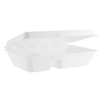Snack Clam Large 9 x 6" (2 sections) White - Sugarcane