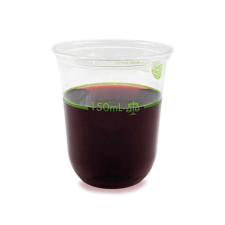 8oz (250ml) Premium PLA Bella Wine Cup - Clear - 76 Series (with 150ml W&M pour line)
