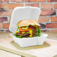 6" Burger Clam - Plant Fibre - PFAS Free - White - Image #2