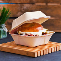 6in Bagasse Burger Box - Natural
