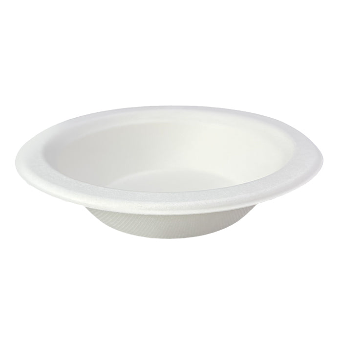 Bowl Flat Base 16oz PFAS Free White - Sugarcane