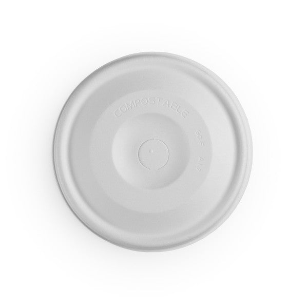 Flat Straw Hole Lid - Plant Fibre - PFAS Free - White - 89/90 Series