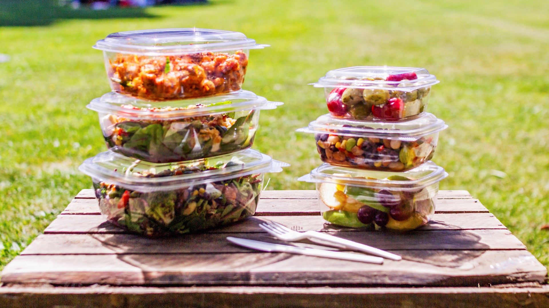 16oz (500ml) Rectangular Hinged Container – Clear PLA