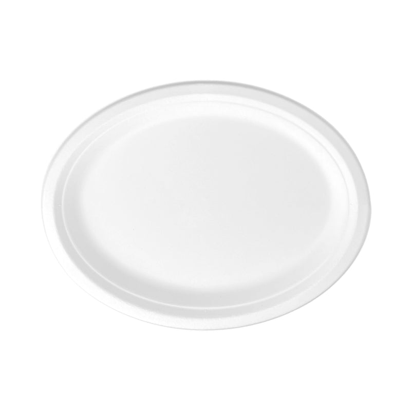 10" Oval Plant Fibre Plate - PFAS Free - White - Image #1