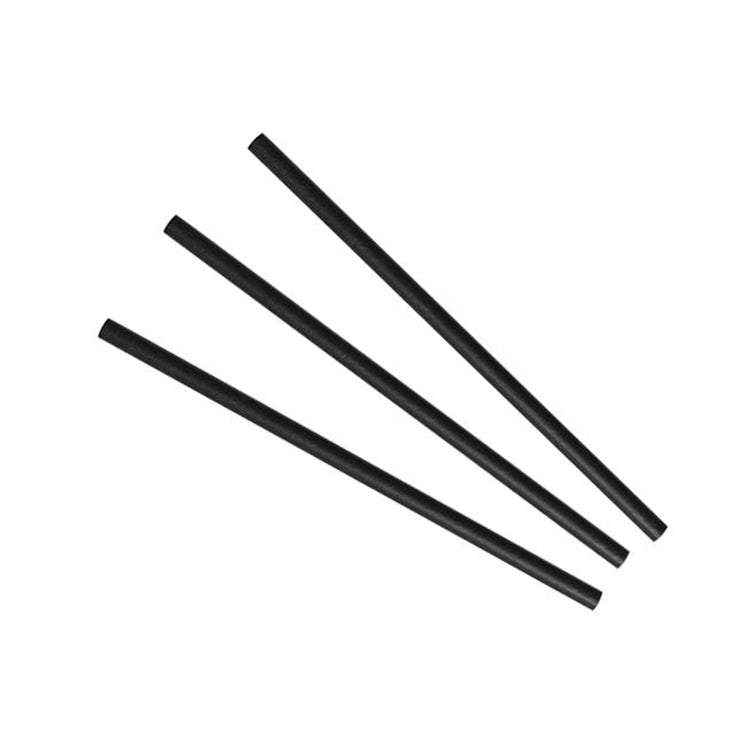 Paper Straws Cocktail 6 x 140mm - Black - Image #1