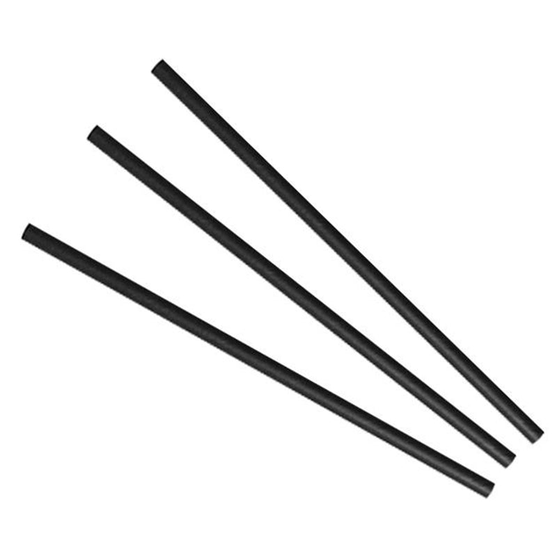 Regular Paper Straws 6 x 200mm Black