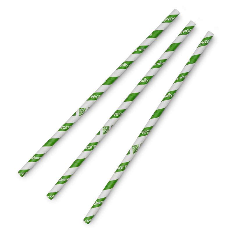 Best Jumbo Green Swirl Paper Straws 8 x 200mm