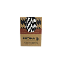 Paper Straws Cocktail 6 x 120mm - White/Black Swirl (Box)