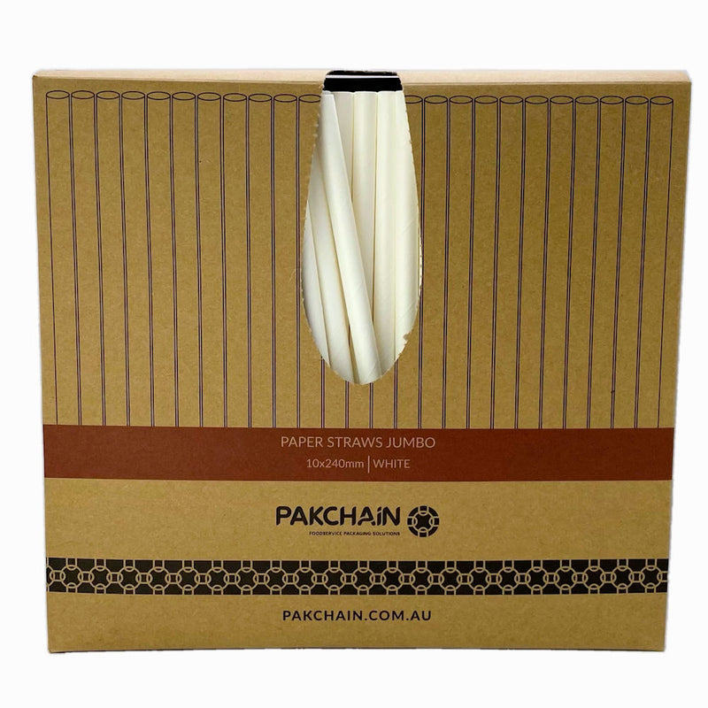 Paper Straws Jumbo 10 x 240mm XL – White (Box)