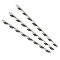Paper Straws Regular 6 x 200mm - White/Black Swirl (Box)