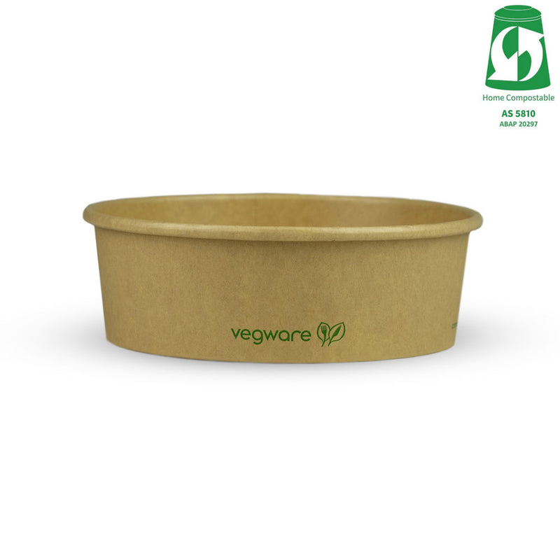 500ml / 16oz Round Paper Takeaway Container - Aqueous Lined - Kraft - 150 Series