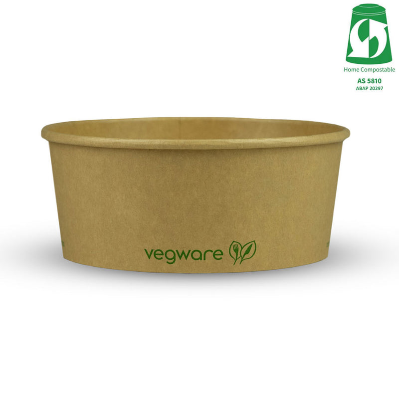 750ml / 24oz Round Paper Takeaway Container - Aqueous Lined - Kraft - 150 Series