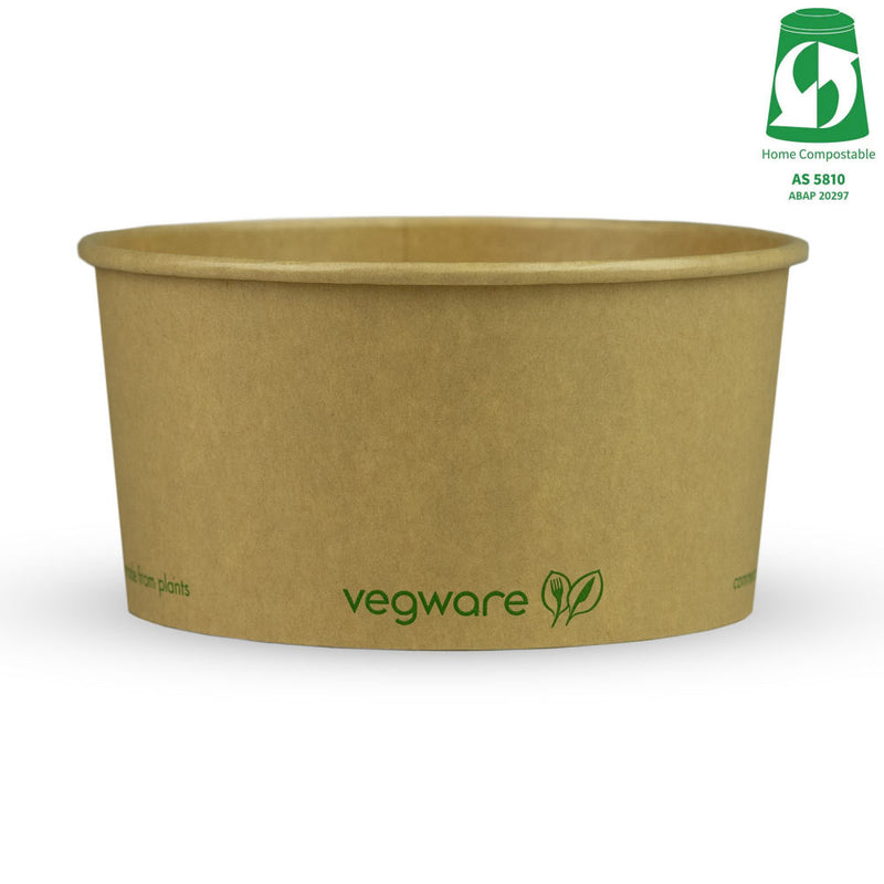 1000ml / 34oz Round Paper Takeaway Container - Aqueous Lined - Kraft - 150 Series