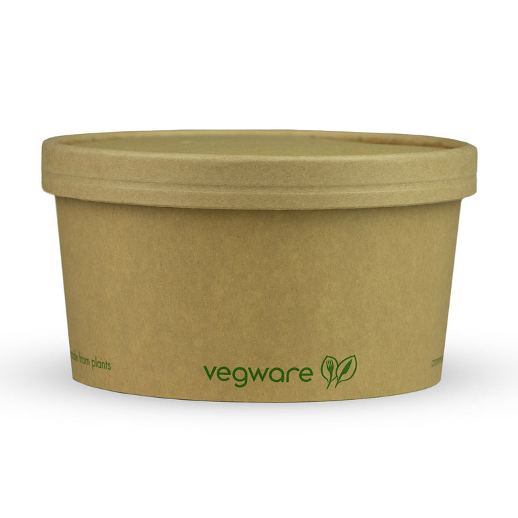 34oz/1000ml Round Paper Takeaway Container - Aqueous Lined - Kraft - 150 Series - Image #3