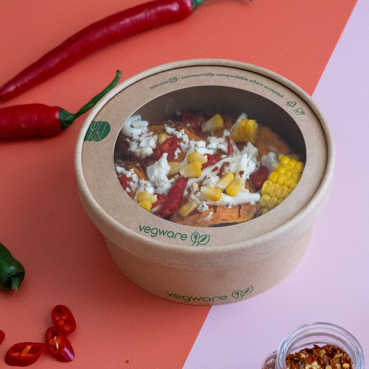 Round Microwavable Window Lid - Kraft - 150 Series