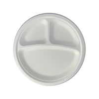 Round Plate 9" (23cm) 3 Sections - PFAS Free White - Sugarcane