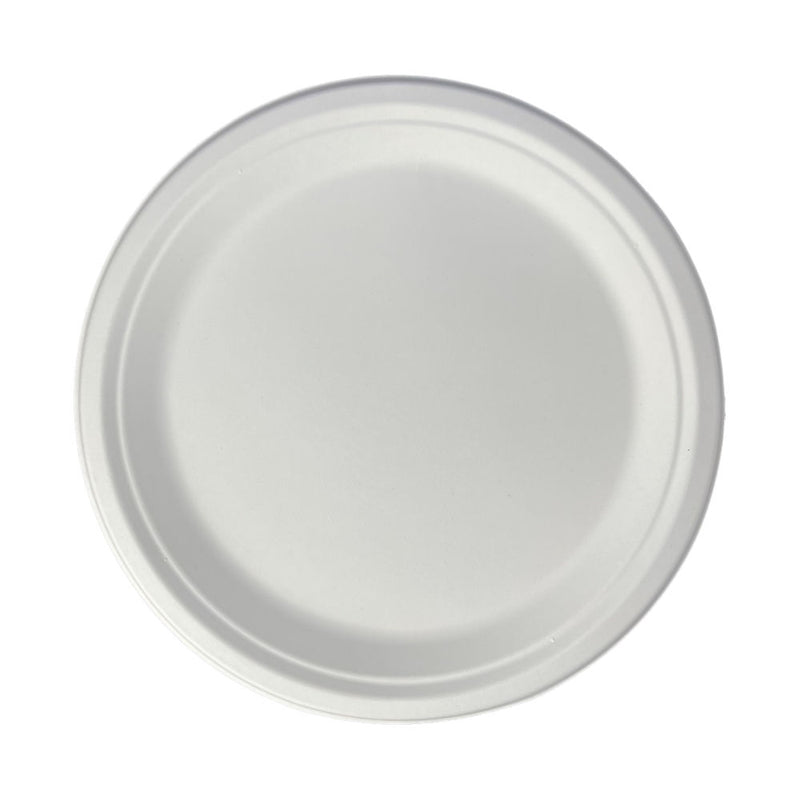 Round Plate 10" (25cm) PFAS Free White - Sugarcane