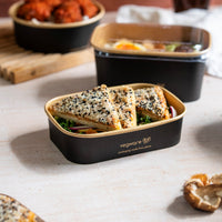 16oz/500ml Rectangular Paper Takeaway Container - Aqueous Lined - Black - Image #3
