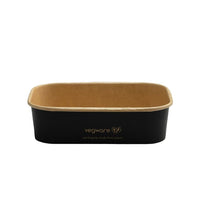 16oz/500ml Rectangular Paper Takeaway Container - Aqueous Lined - Black - Image #1