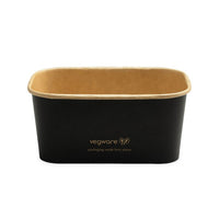 34oz/1000ml Rectangular Paper Takeaway Container - Aqueous Lined - Black - Image #1
