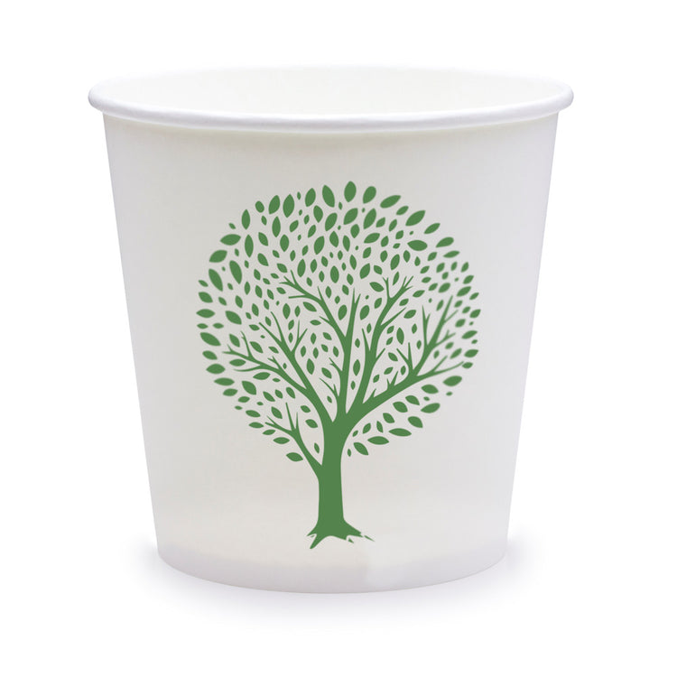 24oz (750ml) Tall Paper Bowl - PLA Lined - White Green Tree - 115 Series