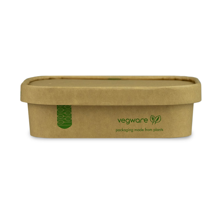 500ml / 16oz Rectangular Paper Takeaway Container - Aqueous Lined - Kraft