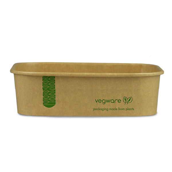 22oz/650ml Rectangular Paper Takeaway Container - Aqueous Lined - Kraft - Image #1