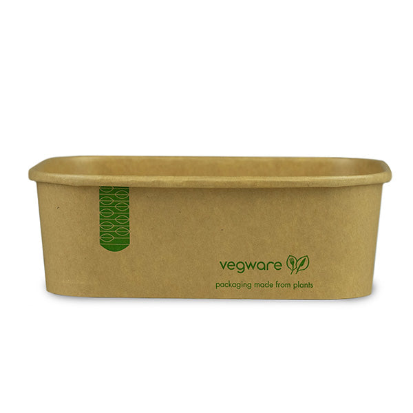 24oz/750ml Rectangular Paper Takeaway Container - Aqueous Lined - Kraft - Image #1