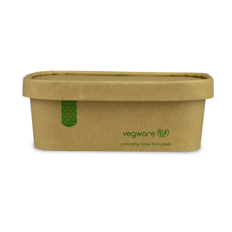 24oz/750ml Rectangular Paper Takeaway Container - Aqueous Lined - Kraft - Image #3
