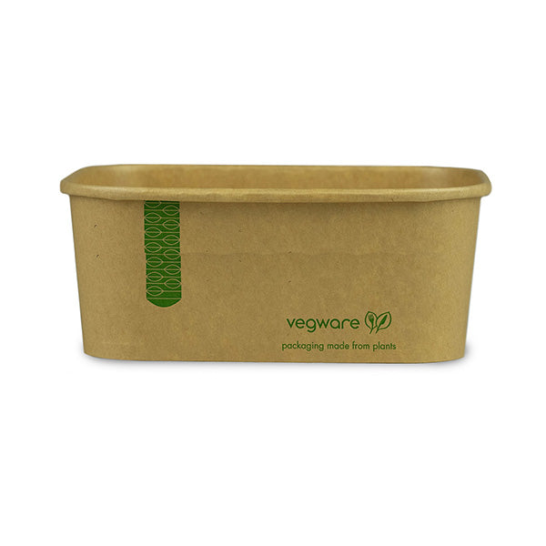 34oz/1000ml Rectangular Paper Takeaway Container - Aqueous Lined - Kraft - Image #1