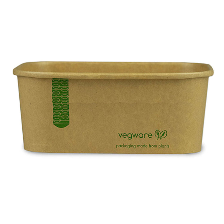 34oz/1000ml Rectangular Paper Takeaway Container - Aqueous Lined - Kraft