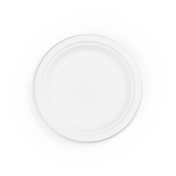 6" (15cm) Round Plant Fibre Plate - PFAS Free - White - Image #1