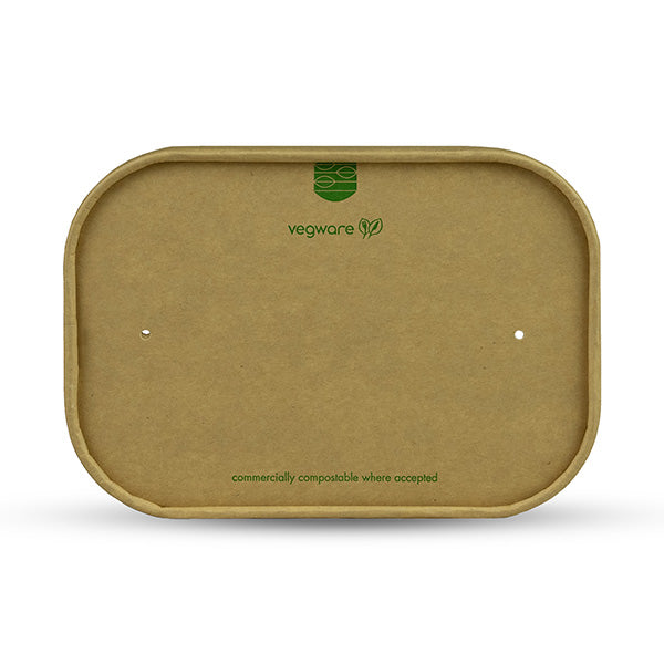 Rectangular Paper Lid with Vents - Aqueous Lined - Kraft - Image #1