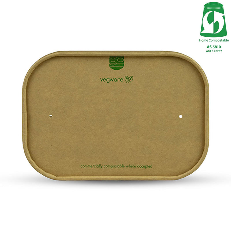 Rectangular Paper Lid - Aqueous Lined - Kraft