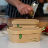 Rectangular Paper Lid with Vents - Aqueous Lined - Kraft