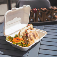 9" x 6" Snack Clam Large - Plant Fibre - PFAS Free - White