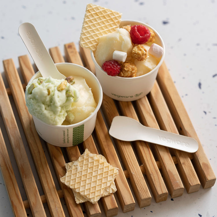 9cm High Grade Paper Ice Cream Spoon - White