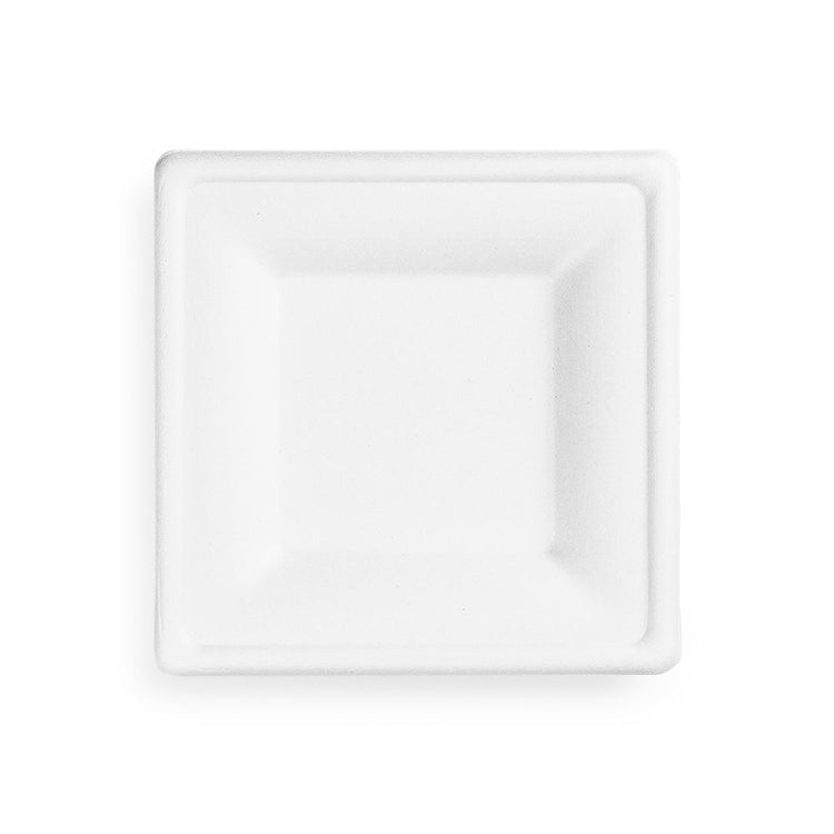 6" (15cm) Square Plant Fibre Plate - PFAS Free - White - Image #1