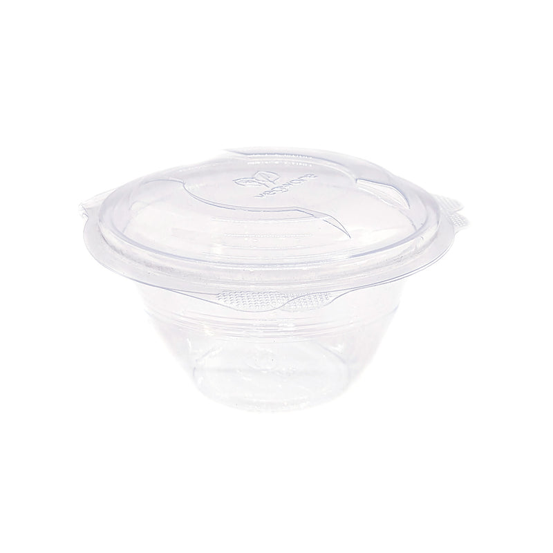 8oz (250ml) Round Salad Clamshell / Hinged Show Bowl - PLA Clear