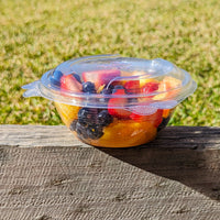 12oz (360ml) Round Salad Clamshell / Hinged Show Bowl - PLA Clear