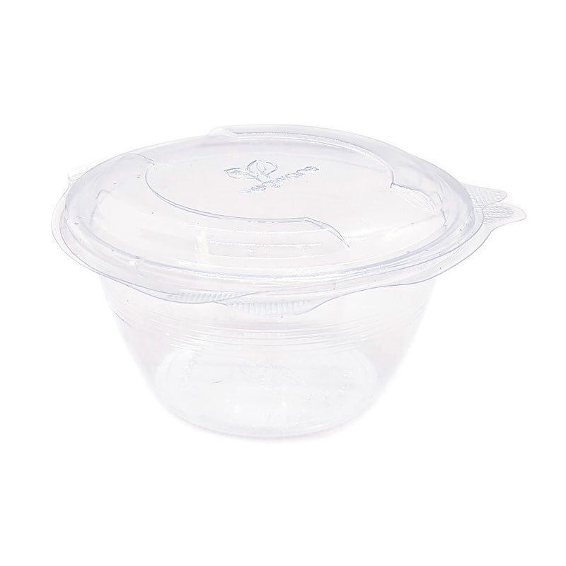 16oz (500ml) Round Salad Clamshell / Hinged Show Bowl - PLA Clear